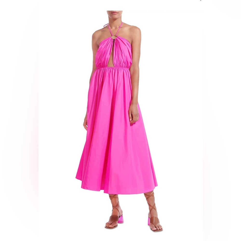 STAUD Danielle Halter Midi Dress, NWT Size 14